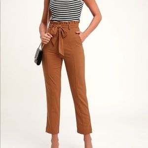 Camel Brown Paper Bag Waist Pants
